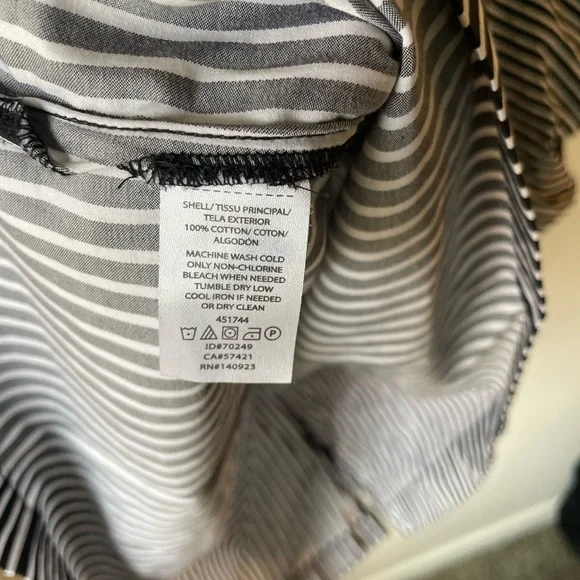 LOFT Women Small Blouse square neck balloon sleeve striped top business casual - Picture 5 of 6